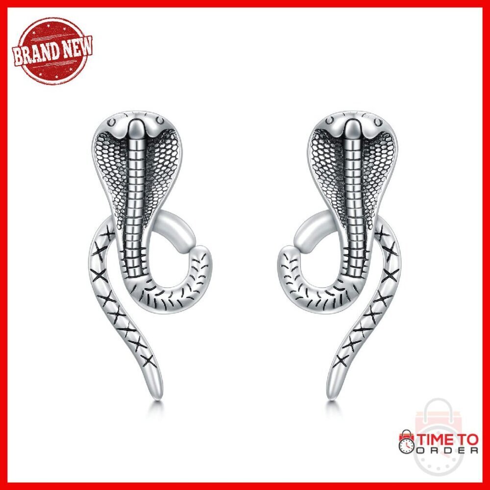 925 Sterling Silver Snake Cobra Ear Jacket Studs Dainty Jewelry